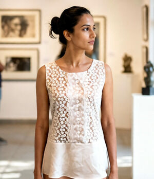 Ann Taylor Daisy Lace Peplum Top Ivory White Sleeveless Scoop Neck Boho 10T